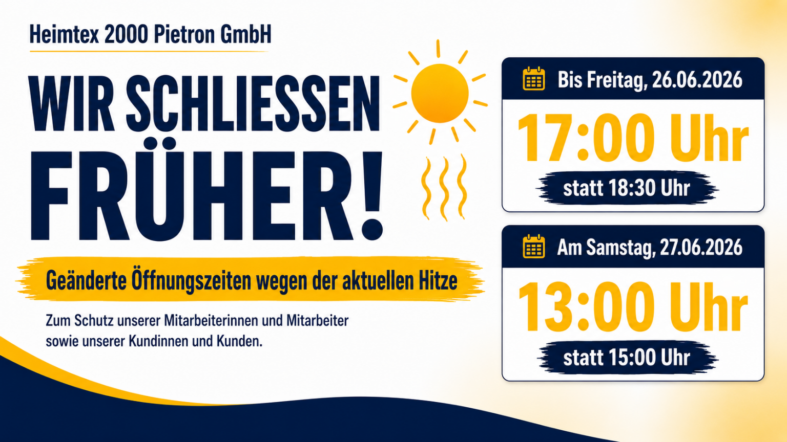geänderte Öffnungszeiten